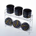 Impresión de oro negro juego de 6 piezas de 400 ml de vidrio de vidrio almacenamiento de alimentos nueces de vidrio de almacenamiento de alimentos